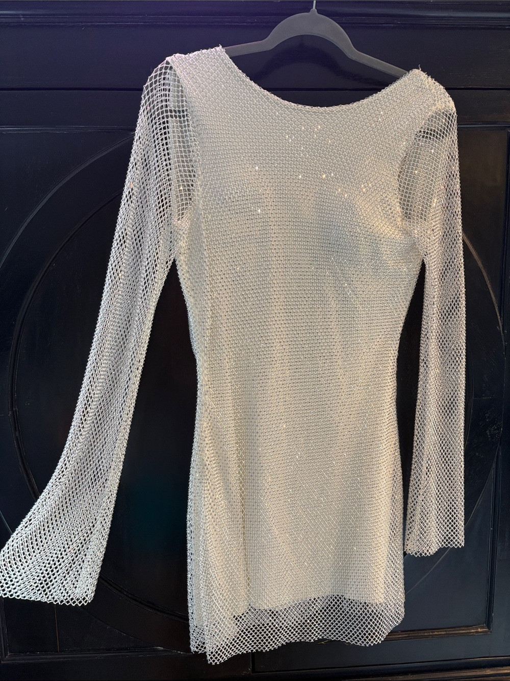 Sparkly White Mesh Long-Sleeve Dress (Bachelorette Vibes)